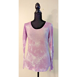 NEW Sundry sz 0 Tie Dye T-shirt lilac purple n white long sleeve shirt LU